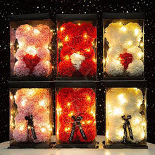 Charger l'image dans la galerie, 25cm Artificial Teddy Rose Flower Bear with Box Romantic Valentines Day Gift Girlfriend Women Anniversary Wedding Party Supplies