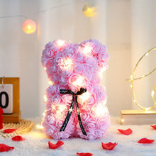 Charger l'image dans la galerie, 25cm Artificial Teddy Rose Flower Bear with Box Romantic Valentines Day Gift Girlfriend Women Anniversary Wedding Party Supplies