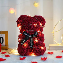 Charger l'image dans la galerie, 25cm Artificial Teddy Rose Flower Bear with Box Romantic Valentines Day Gift Girlfriend Women Anniversary Wedding Party Supplies