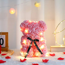 Charger l'image dans la galerie, 25cm Artificial Teddy Rose Flower Bear with Box Romantic Valentines Day Gift Girlfriend Women Anniversary Wedding Party Supplies
